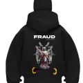 Fraud Design Baskılı Siyah Samuray Kar Maske Sweatshirt Hırka