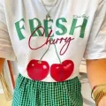 Fresh Cherry Baskılı Unisex Oversize T-shirt