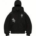 Gothic Cross Baskılı Kar Maskeli Ninja Unisex Sweatshirt Hırka
