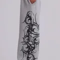 Gri Tribal Detay Baggy Eşofman Altı