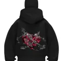 Heart Legends Baskılı Siyah Samuray Kar Maske Sweatshirt Hırka