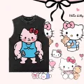 Hello Kitty Yıkanmış Eski Retro Atlet Bisiklet Yaka Yıkamalı Vintage Unisex Oversize
