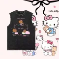 Hello Kitty Yıkanmış Eski Retro Atlet Bisiklet Yaka Yıkamalı Vintage Unisex Oversize