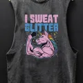I Sweat Glıtter Baskılı Unisex Oversize Yıkamalı Atlet