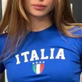 ITALIA BASKILI MAVİ CROP