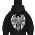 Kartal Türk Baskılı Siyah Samuray Kar Maske Sweatshirt Hırka