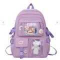 Mor Kawaii Kore Tarzı Aksesuarlı Ve Ayıcıklı Premium Kalite Okul Sırt Çantası