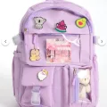 Mor Kawaii Kore Tarzı Aksesuarlı Ve Ayıcıklı Premium Kalite Okul Sırt Çantası