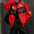 Kırmızı F1 Ferrari Racing Retro Unisex Bomber Ceket