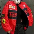 Kırmızı F1 Ferrari Racing Retro Unisex Bomber Ceket