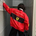 Kırmızı F1 Ferrari Racing Retro Unisex Bomber Ceket