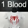 Kırmızı Spider Logolu Beyaz Crop Top