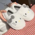 Koyu Gri Hello Kitty Yumuşak Tüylü Peluş Panduf Terlik