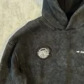 Koyu Gri Yıkamalı Wash Göz Nakışlı Oversize Premium Sweatshirt