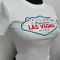 Las Vegas Baskılı Beyaz Crop Top