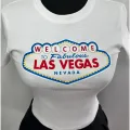 Las Vegas Baskılı Beyaz Crop Top