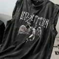 Led Zeppelin Atlet Bisiklet Yaka Yıkamalı Vintage Unisex Oversize T-Shirt