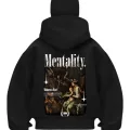 Mentality In Baskılı Siyah Samuray Kar Maske Sweatshirt Hırka