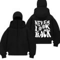 Never Lock Back Baskılı Siyah Samuray Kar Maske Sweatshirt Hırka