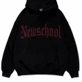 NewSchool Kırmızı Taş Baskılı Oversize Unisex Kapüşonlu Sweatshirt