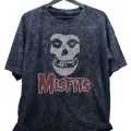 Oversize Misfits Yazılı Yıkamalı T-Shirt, Unisex Rock Metal Müzik Baskılı Retro Tişört