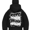 Overthing Baskılı Siyah Samuray Kar Maske Sweatshirt Hırka