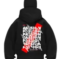 Passion Baskılı Siyah Samuray Kar Maske Sweatshirt Hırka