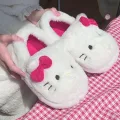 Pembe Hello Kitty Yumuşak Tüylü Peluş Panduf Terlik