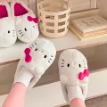 Pembe Hello Kitty Yumuşak Tüylü Peluş Panduf Terlik