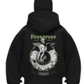 Preserver Angels Baskılı Siyah Samuray Kar Maske Sweatshirt Hırka