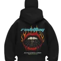 Redobag Baskılı Siyah Samuray Kar Maske Sweatshirt Hırka