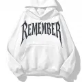 Remember Beyaz Taş Baskılı Oversize Unisex Kapüşonlu Sweat