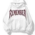 Remember Kırmızı Taş Baskılı Oversize Unisex Kapüşonlu Sweat