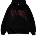 Revenge Kırmızı Taş Baskılı Oversize Unisex Kapüşonlu Sweatshirt