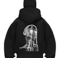 Robotic Cry Baskılı Siyah Samuray Kar Maske Sweatshirt Hırka