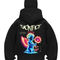 Sacrifice Baskılı Siyah Samuray Kar Maske Sweatshirt Hırka