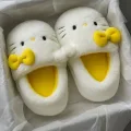 Sarı Hello Kitty Yumuşak Tüylü Peluş Panduf Terlik
