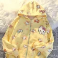 Sarı Sanrio Anime Kawaii Hello Kitty Detaylı Hırka