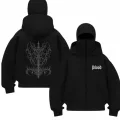 Siyah Bloodthorn Ritual Baskılı Kar Maskeli Unisex Sweatshirt Hırka