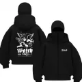 Siyah Watch Out Melek Baskılı Kar Maskeli Unisex Sweatshirt Hırka