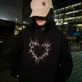 Siyah Heart Renkli Taş İşlemeli Hoodie