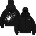 Siyah Armor Spider Baskılı Kar Maskeli Unisex Sweatshirt Hırka