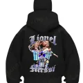 Siyah Lionel Messi Baskılı Kar Maskeli Unisex Sweatshirt Hırka