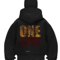 Siyah OneLove Baskılı Kar Maskeli Unisex Sweatshirt Hırka