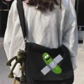 Siyah Pickle Rick Baskılı Unisex Askılı Postacı Çanta