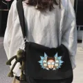 Siyah Rick and Morty Maske Baskılı Unisex Askılı Postacı Çanta