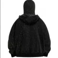 Siyah Taş Parıltılı Kar Maskeli Unisex Kapüşonlu Hırka