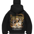 Soldude Baskılı Siyah Samuray Kar Maske Sweatshirt Hırka