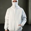 Beyaz Kar Maskeli Ninja Unisex Sweatshirt Hırka kalın polar