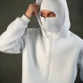 Beyaz Kar Maskeli Ninja Unisex Sweatshirt Hırka kalın polar